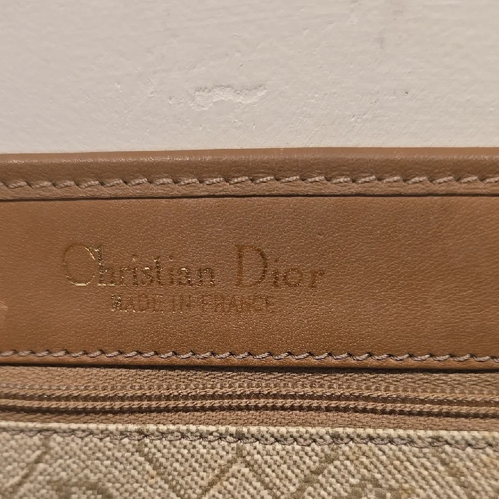 Dior Vintage Tan and Cream Monogram Pouch
